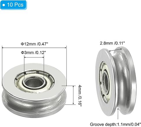 PATIKIL V-Groove Bearing، 20 حزمة 3x12x4mm V Groove Guide Pulley الكربون الصلب مختومة الكرات السكك الحديدية تحمل عجلة لنظام حركة بطانة المسار in Saudi Arabia
