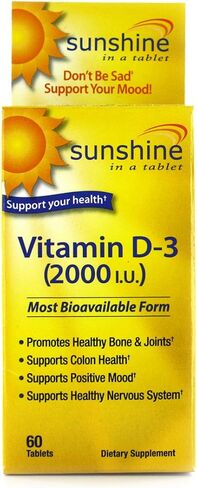 Windmill Health Products Sunshine Vitamin D-3 2000IU عظام صحية وقوية، 60 قرصًا (عبوة من 2)، N6700 in Kuwait