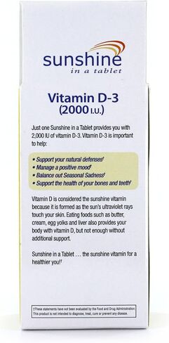 Windmill Health Products Sunshine Vitamin D-3 2000IU عظام صحية وقوية، 60 قرصًا (عبوة من 2)، N6700 in Kuwait