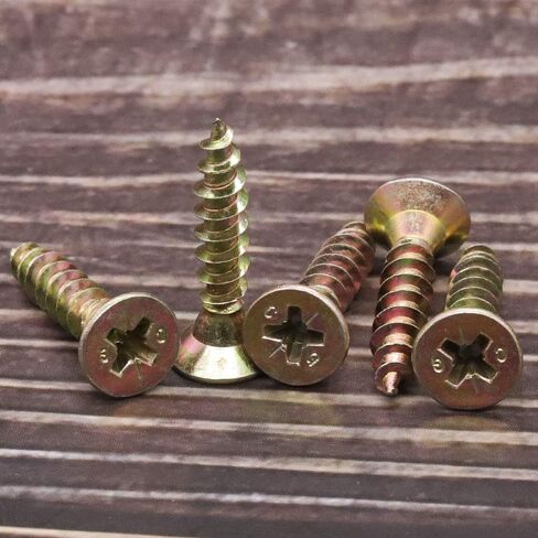 M4 x 25mm (100 PCS) Flat Phillips Head Wood Screws Countersunk Head Drywall Clipboard Screw Phillips Drive Yellow Zinc Plated Wood Interior Construction Projects Metal Screw in Saudi Arabia