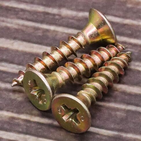 M4 x 25mm (100 PCS) Flat Phillips Head Wood Screws Countersunk Head Drywall Clipboard Screw Phillips Drive Yellow Zinc Plated Wood Interior Construction Projects Metal Screw in Saudi Arabia
