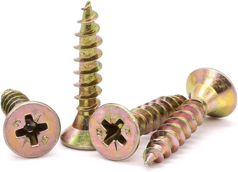 M4 x 25mm (100 PCS) Flat Phillips Head Wood Screws Countersunk Head Drywall Clipboard Screw Phillips Drive Yellow Zinc Plated Wood Interior Construction Projects Metal Screw in Saudi Arabia