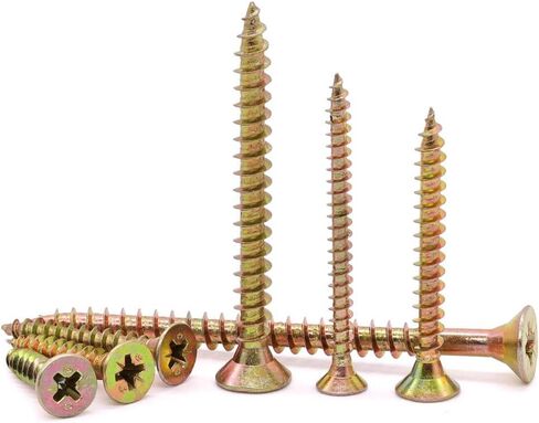 M4 x 25mm (100 PCS) Flat Phillips Head Wood Screws Countersunk Head Drywall Clipboard Screw Phillips Drive Yellow Zinc Plated Wood Interior Construction Projects Metal Screw in Saudi Arabia