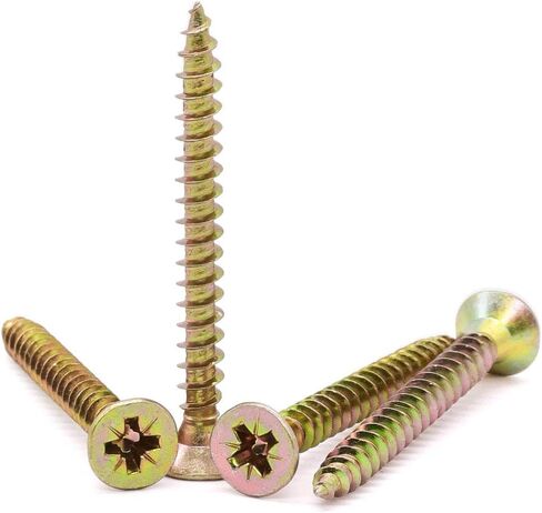 M4 x 25mm (100 PCS) Flat Phillips Head Wood Screws Countersunk Head Drywall Clipboard Screw Phillips Drive Yellow Zinc Plated Wood Interior Construction Projects Metal Screw in Saudi Arabia