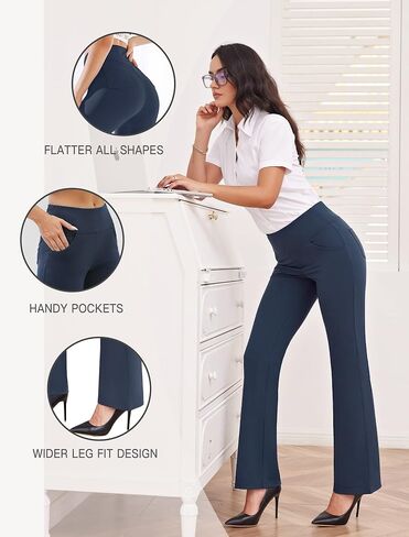 Houmous Women's Bootcut Dress Yoga Pants with Pockets High Waist Stretch Casual Pull On Work Pants for Office Business in Saudi Arabia