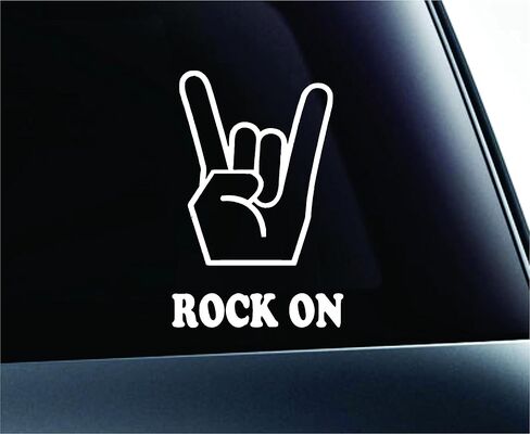 Rock On! Music Symbol Text Decal Family Love Car Truck Sticker Window (White) in Saudi Arabia