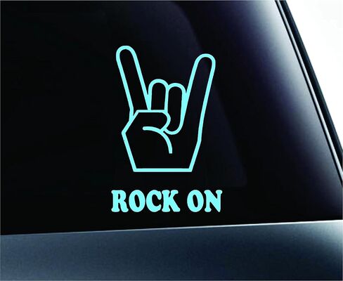 Rock On! Music Symbol Text Decal Family Love Car Truck Sticker Window (White) in Saudi Arabia