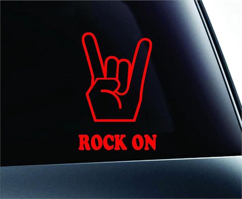 Rock On! Music Symbol Text Decal Family Love Car Truck Sticker Window (White) in Saudi Arabia