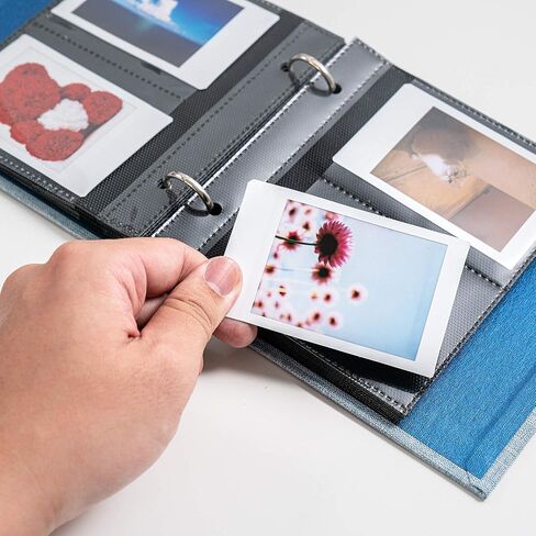 ألبوم صور بغلاف مقوى من الكتان يحتوي على 100 جيب - يناسب فيلم Instax Mini Film، فيلم صور فوري مقاس 2 × 3 بوصة، كتاب ذاكرة ذو حلقتين (بيج) in Kuwait