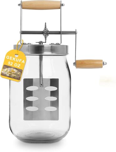 أداة زبدة زجاجية سعة 1.5 لتر من Gekufa، سعة كبيرة 52 أونصة سائلة، وعاء ميسون يدوي الصنع، زبدة الزبدة تصنع زبدة لذيذة محلية الصنع in Kuwait