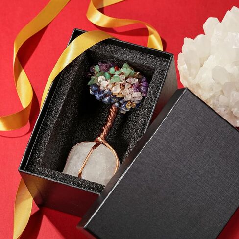 GEHECRST Natural Rose Quartz Healing Crystal Stone Tree Handmade Wire Wrapped Natural Quartz Crystal Gemstone Feng Shui Money Tree Ornament for Home Office Desk Deco Gifts for Mom Mother's Day in Saudi Arabia