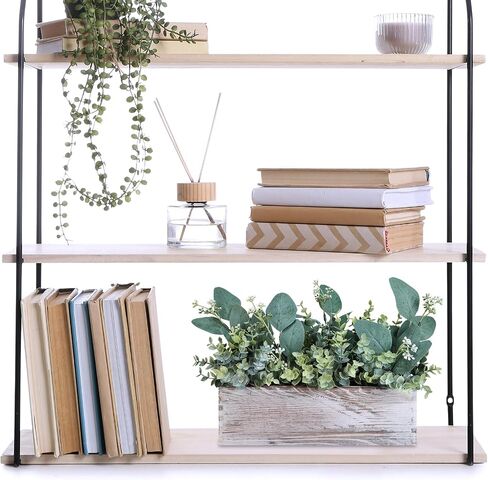 Winlyn Farmhouse Eucalyptus Arrangement in Rustic Rectangular Wooden Planter Artificial Eucalyptus Stems Greenery Centerpiece for Home Living Room Kitchen Counter Mantel Table Centerpiece Décor in Saudi Arabia