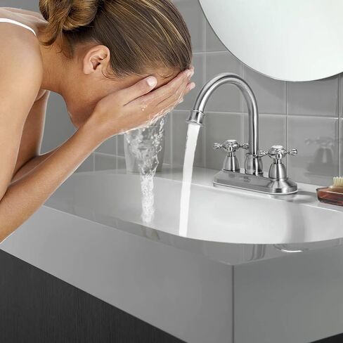 GOWIN Bathroom Faucet, 3-Hole, Matte Black, Sink Faucet, 4 Inch, 2-Handle, Swivel Gooseneck, Includes Drain Assembly, Stainless Steel in Saudi Arabia