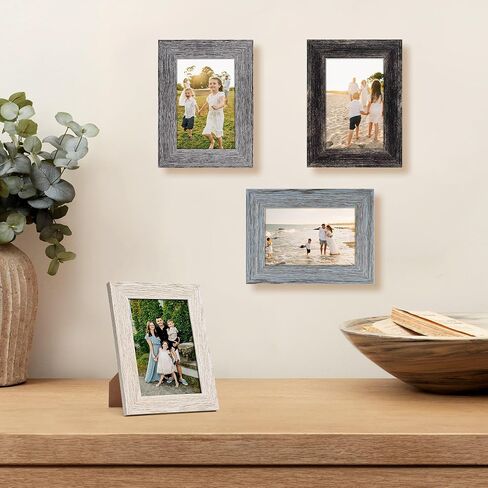 مجموعة إطارات صور مقاس 4x6 مكونة من 4، إطارات صور ريفية مقاس 4 × 6 لصور مقاس 4 × 6 بوصة لملصقات الحائط وسطح الطاولة، 4 ألوان in Saudi Arabia