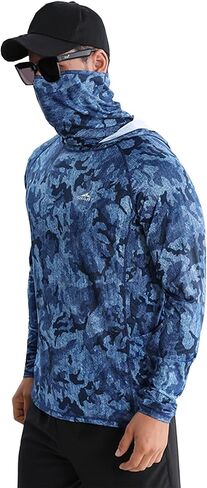 SANGTREE Men's Sun Protection Hoodie Shirt UPF 50+ Long Sleeve UV SPF Fishing Lightweight Shirts with Mask Rash Guard in Saudi Arabia