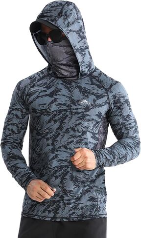 SANGTREE Men's Sun Protection Hoodie Shirt UPF 50+ Long Sleeve UV SPF Fishing Lightweight Shirts with Mask Rash Guard in Saudi Arabia