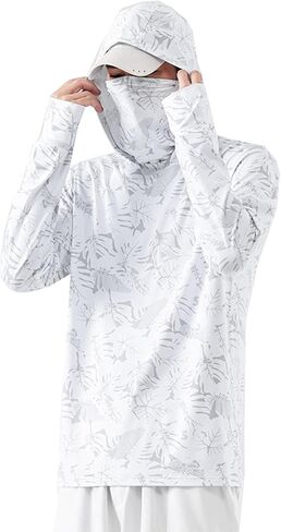 SANGTREE Men's Sun Protection Hoodie Shirt UPF 50+ Long Sleeve UV SPF Fishing Lightweight Shirts with Mask Rash Guard in Saudi Arabia