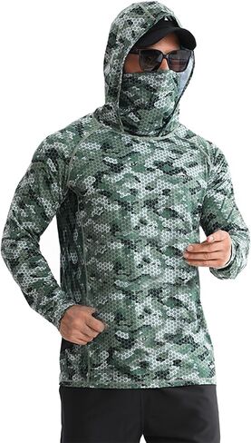 SANGTREE Men's Sun Protection Hoodie Shirt UPF 50+ Long Sleeve UV SPF Fishing Lightweight Shirts with Mask Rash Guard in Saudi Arabia
