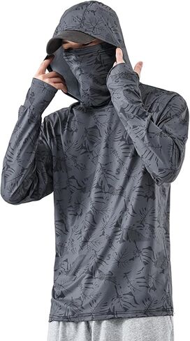 SANGTREE Men's Sun Protection Hoodie Shirt UPF 50+ Long Sleeve UV SPF Fishing Lightweight Shirts with Mask Rash Guard in Saudi Arabia