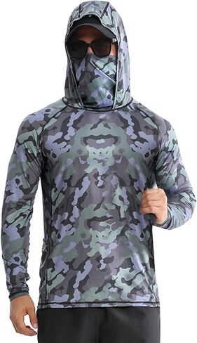 SANGTREE Men's Sun Protection Hoodie Shirt UPF 50+ Long Sleeve UV SPF Fishing Lightweight Shirts with Mask Rash Guard in Saudi Arabia
