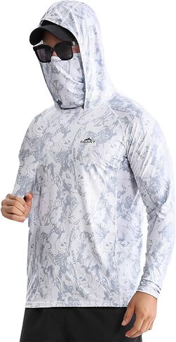 SANGTREE Men's Sun Protection Hoodie Shirt UPF 50+ Long Sleeve UV SPF Fishing Lightweight Shirts with Mask Rash Guard in Saudi Arabia