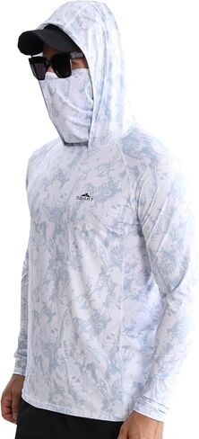 SANGTREE Men's Sun Protection Hoodie Shirt UPF 50+ Long Sleeve UV SPF Fishing Lightweight Shirts with Mask Rash Guard in Saudi Arabia