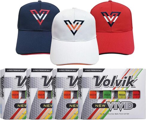 Volvik New Vivid 3-Piece High Vision Premium Matte Finish Color كرات الجولف 4 دزينة (48 كرات) حزمة هدية مجموعة in Kuwait