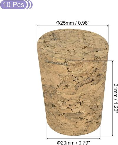 MECCANIXITY Tapered Cork, 22x17x27mm Wooden Leakproof Soft Cork Stoppers for Wine Beer Bottle Crafts Corks Plug Replacement Laboratory Supplies, Dark Wood Color, Pack of 10 in Saudi Arabia