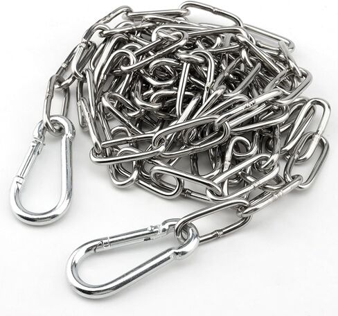 4 قطع سلسلة ربط من الفولاذ المقاوم للصدأ مقاس 1/8 بوصة، سلسلة ملف ربط شديدة التحمل بطول 26 قدمًا مع 8 قطع خطافات زنبركية، سلسلة ربط معدنية معلقة 3 مم لنباتات التأرجح وصلة سلسلة سحب مرساة in Kuwait