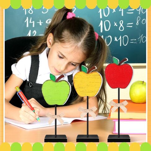 3 Pieces Back to School Wooden Table Signs Tall Standing Wooden Fruit Table Centerpiece Back to School Decorations for First Day of School Tiered Tray Decor (Red) in Saudi Arabia