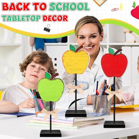 3 Pieces Back to School Wooden Table Signs Tall Standing Wooden Fruit Table Centerpiece Back to School Decorations for First Day of School Tiered Tray Decor (Red) in Saudi Arabia