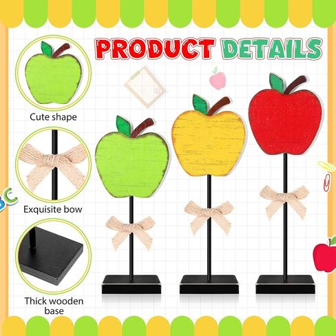 3 Pieces Back to School Wooden Table Signs Tall Standing Wooden Fruit Table Centerpiece Back to School Decorations for First Day of School Tiered Tray Decor (Red) in Saudi Arabia
