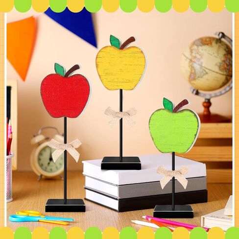 3 Pieces Back to School Wooden Table Signs Tall Standing Wooden Fruit Table Centerpiece Back to School Decorations for First Day of School Tiered Tray Decor (Red) in Saudi Arabia