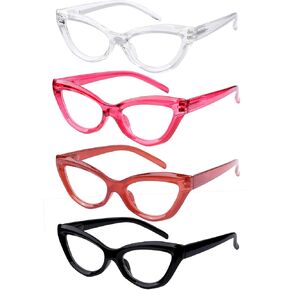 Eyekepper 4-Pack Reading Glasses Blue Light Blocking Cat-eye Computer Glasses Readers Women +2.0