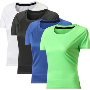 Women's Dry Fit Tech Stretch Short-Sleeve Crew Neck Athletic T-Shirt Workout Shirts Breathable Yoga T-Shirts with Side Slits Athletic Tee Tops L Black