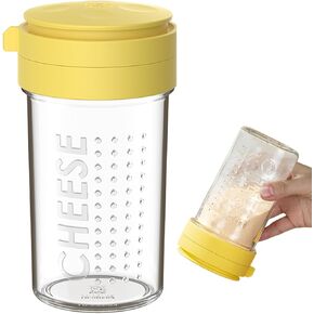 12-Ounces Parmesan Cheese Shaker with Airtight Lid, Glass Spices Shaker, Anti-Clogging Spices Powder Dispensers for Sugar, Parmesan Cheese, Pepper, Chocolate, Matcha