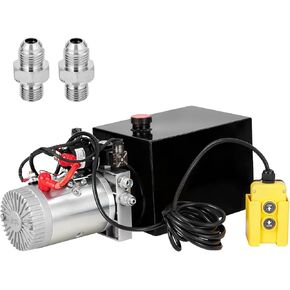 4 Quart Hydraulic Pump 12V Double Acting Hydraulic Power Unit, Hydraulic Pumps with 4L Steel Tank, Hydraulic Pump Power Unit for Dump Trailer Car Lifting Platforms