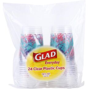 أكواب ورقية للاستعمال مرة واحدة لجميع الأغراض من Glad بتصميم زهرة زرقاء أرجوانية للاستخدام اليومي، 12 أونصة، 50 قطعة | أكواب ورقية على شكل زهرة زرقاء، أكواب شرب ورقية على شكل زهور