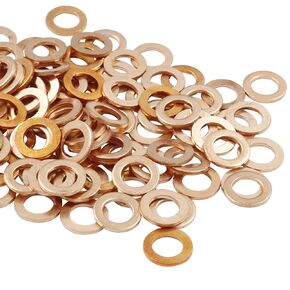 M6 Metric Flat Washer Copper Sealing Ring, 6mm ID 10mm OD 1mm Thickness, Fender Washer for Screws Bolts, Pack of 100