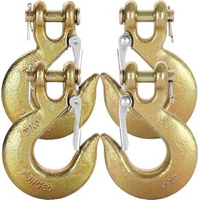 3/8" Clevis Slip Hook with Safety Latch, 8 Pack Heavy Duty Grade 70 Safety Chain Hook for Trailer Truck Transport, Grab Hook, Tow Hook, 18,000lbs Load Capacity