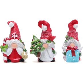 Hodao 3 Set of Joyful Christmas Gnomes Christmas Scandinavian Tomte Gnomes Figurines Christmas Decorations for Home Winter Holiday Decor Xmas Handmade Gifts for Women