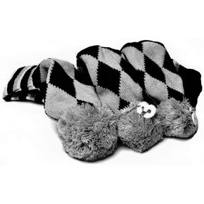 3PCS Knitted Golf Head Covers 1-3-5 for Driver and Fairway Woods with Long Neck Sock Vintage Argyle Black and Dark Gray Pom Pom Golf Club Head Covers Set