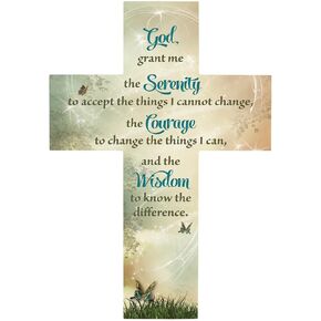 Gerffert Inspirational Wooden Wall Cross, 12-Inch, Serenity Prayer