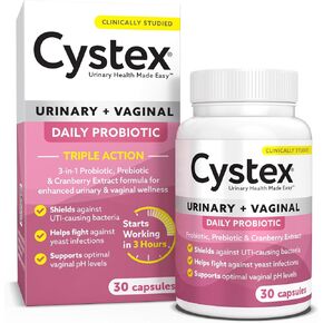 Cystex Urinary Probiotic: Proactive UTI Protection, 3-in-1 Support with Prebiotics, Probiotics, and Cranberry. Defense Against Yeast Infections, Optimal pH, Fast-Acting 30ct