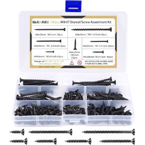 miahart 180 جهاز كمبيوتر شخصى #7 دريوال المسمار تشكيلة الخشنة موضوع القيثارة نقطة التنصت الذاتي مسامير 7 أحجام مسامير الخشب للجدران الجافة الأثاث الخشب والخزانة (أسود) in Kuwait