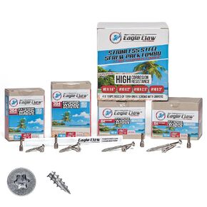 Eagle Claw Fasteners Stainless Steel Wood Screws Assortment Kit DIY Pack | 400 Pieces Torx Exterior Screws Various Sizes | Drivers, and Carpenter's Pencil Included