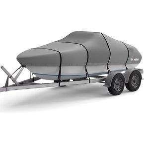 Waterproof 6000D Oxford Fabric Boat Cover, Heavy Duty Boat Cover, Fits for Most 17ft, 18ft and 19ft Boat