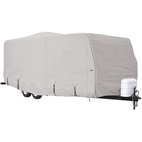 غطاء Eevelle Goldline Travel Trailer RV - مقاوم للماء، شديد التحمل، درجة بحرية، حماية من الأشعة فوق البنفسجية، متين، مسامي، مضاد للتعفن - أسمر ضارب للصفرة - رمادي in Kuwait