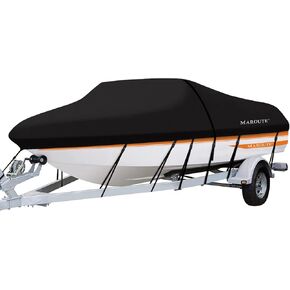 300D 17ft-19ft Waterproof Trailerable Marine Grade Polyster Canvas Fits V-Hull, Heavy Duty Boat Cover, Tri-Hull Fishing Boat, Runabout, SKi Boat,Bass Boat Covers 17 19ft