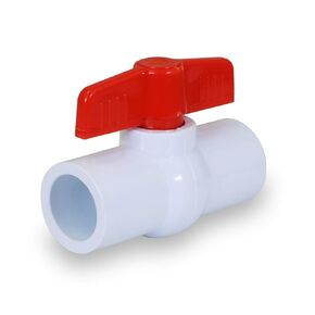 Midline Valve 482T112-2 PVC Ball Valve; Red T-Handle Water Shut-off; 1-1/2 in. Solvent Connections; White Plastic (Pack of 2)